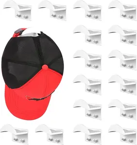 16 PCS Adhesive Hat Hooks for Wall，Upgraded Hat Holder Hat Hangers，Hat Hook for Baseball Caps，No Drilling，Strong Hat Hooks for Ear Headbands（White） Organiser Traditional