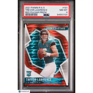 2021 Panini Rookies & Stars Trevor Lawrence Red Pulsar Prizm #101 PSA 8 Jacksonville Jaguars