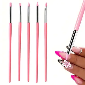 5pcs Professional Nail Art Brush Set for Gel Shaping  Carving Fragrance-Free Silicone Nail Sculpting Tools with Durable Gel-Compatible Brushes, for gel Polish Manicure/Pedicure Nail Care Kit No Scent, Ideal for Nail Sculpting