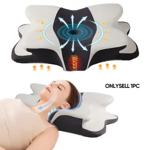 Double-sided neck pillow, dual-height memory foam pillow, cool breathable pillowcase, enlarged armrest area, center groove design, zoned contour pillow, Soft for Side Sleep Stomach Sleeping and Back Sleepers