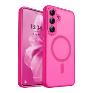 Fin Luxury Matte Translucent Magnetic Wireless Charge Phone Case for Samsung Galaxy S25 Ultra S24 S23 Ultra Plus S24FE Magsafe Cover