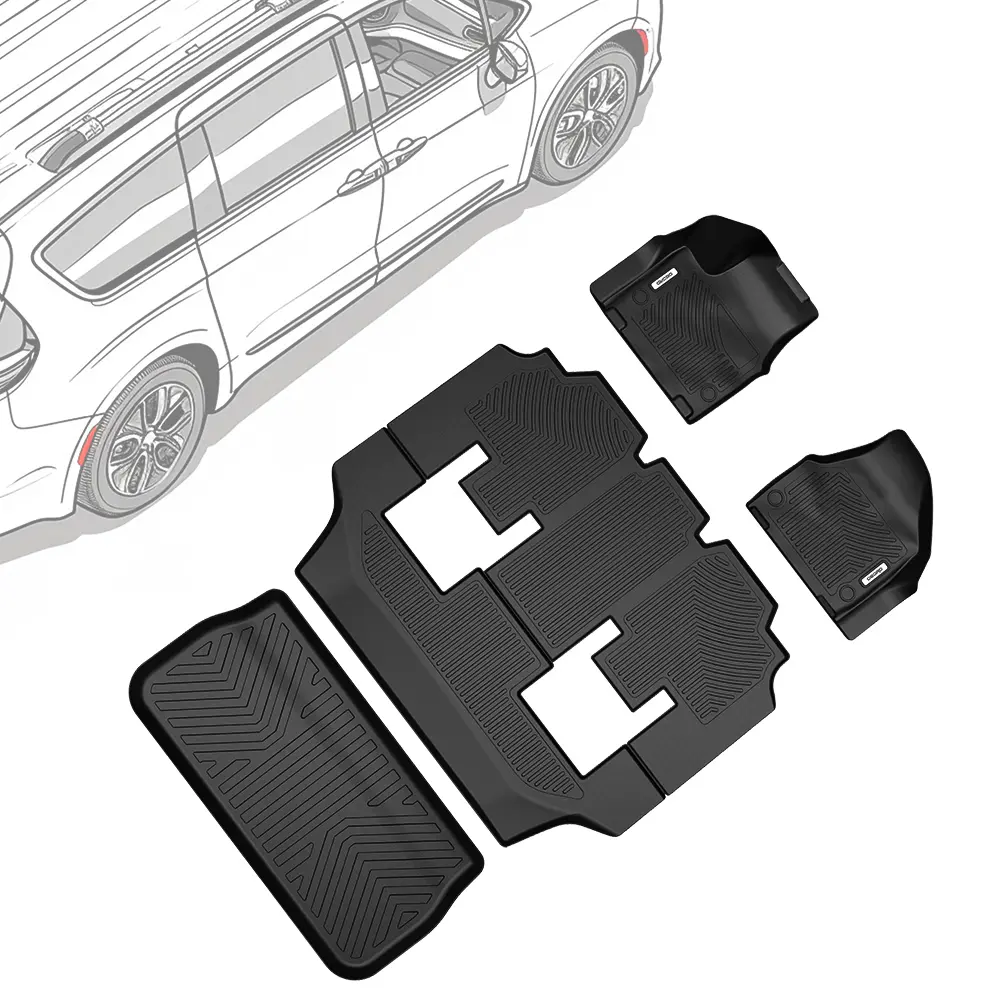 OEDRO TPE Floor Mats fits 2017-2024 Chrysler Pacifica, No Hybrid Models, 2nd Row Bucket Seats, All Weather, Waterproof