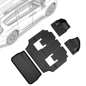 OEDRO Floor Mats & Cargo Mat Fit for Chrysler Pacifica 2017-2025 (No Hybrid Models), Fit 7 and 8 Passenger Model