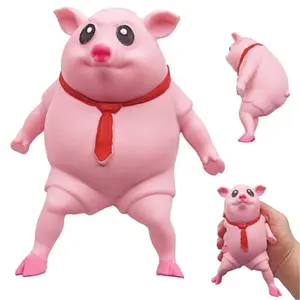 Novelty Cute Squishy Toy Pink Pig - Extra Large 5" Stress Ball for Adults & Kids 3+ - Fun Animal Fidget Toy for Anxiety Relief & Sensory Play - Safe & Durable Non-Toxic Material