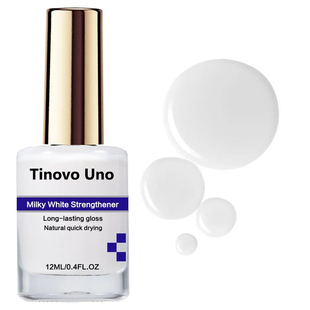 Tinovo Uno Milk White Nail Strengthener 12ml, Nail Repair Lotion, Long-lasting Shine Natural Quick Dry, Milky White for Healthy Nails , No Need UV/LED Lamp,Promotes Strength And Prevents Breakage, Nail Hardener