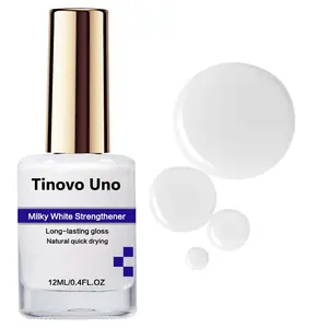 Tinovo Uno Milk White Nail Strengthener 12ml, Long-lasting Shine Natural Quick Dry, Milky White for Healthy Nails , No Need UV/LED Lamp,Promotes Strength And Prevents Breakage