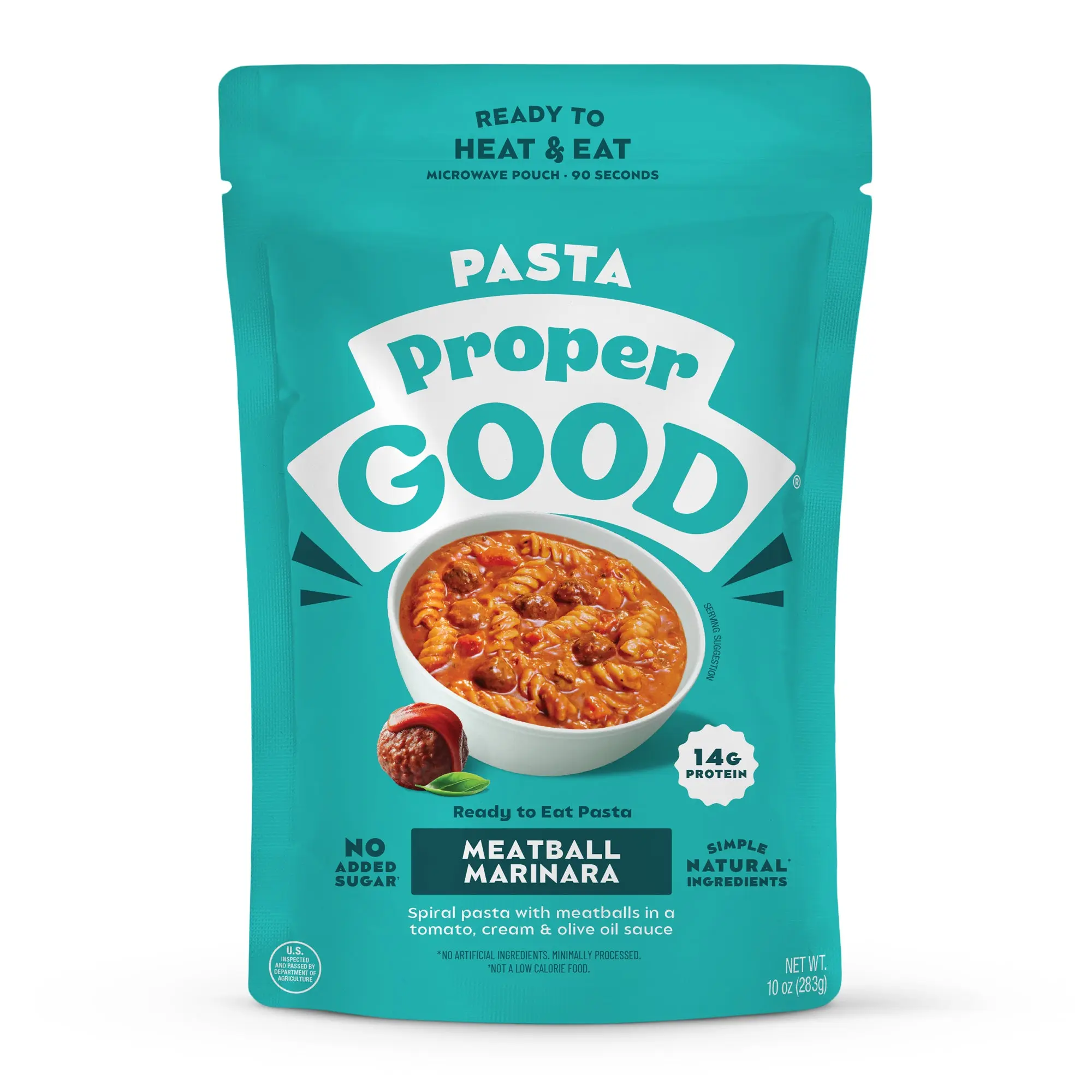 Meatball Marinara Pasta -  Easy High Protein Meal, Made with Clean Ingredients, Heat & Eat, Ready in 90 Seconds Spaghetti Carb