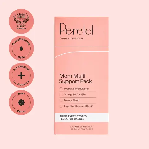 Perelel Mom Multi Support Pack – Support for Postpartum Vitamins with DHA, Collagen & Biotin, Breastfeeding Safe – 30 Day Supply – Formulated by OB/GYNs and doulas