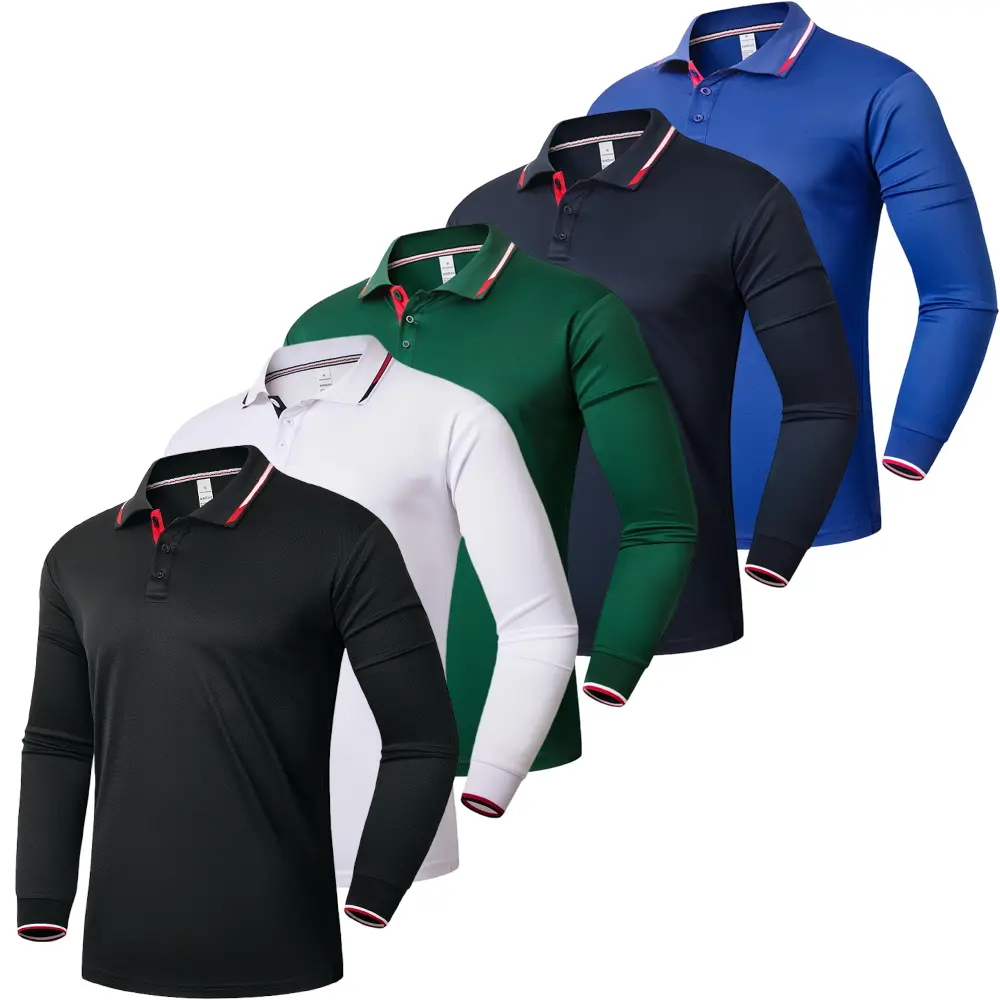 3 Pack Long Sleeve Men's Polo Shirt for Men Moisture Wicking Quick Dry Outdoor Workwear gym outfits Office Hiking Casual Collared  long-sleeved sport shirt Athletic Tops Athletic Techwear gym clothes men