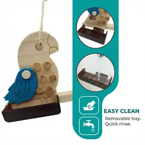 4-in-1 Parrot Foraging Toy: Perch, Cork Puller, Hidden Food Puzzle & birdFeeder - Natural Cork + Washable Acrylic Bowl with Wood Hook for Conures, Cockatiels (Extra Corks Included) bird parrot