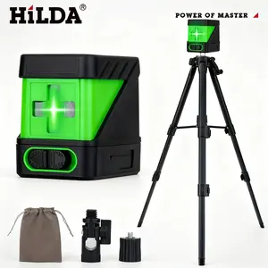 HILDA 2-Line Laser Level with 360° Adjustable Tripod, Automatic Self-Leveling Laser Level, High-Precision Green Cross Line - Suitable for Picture Hanging, Tiling, Indoor Construction Projects and New House Inspections