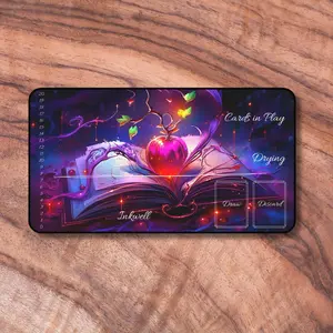 Lorcana Playmat with Zones, Evil Queen Spell Book Themed Card Playmat, Unofficial Lorcana Play mat, Gifts for Gamers, Gaming Mouse Pad Desk Mat