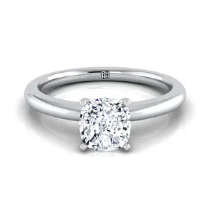 The Gilda Solitaire Engagement Ring Setting for Cushion Diamonds in Platinum
