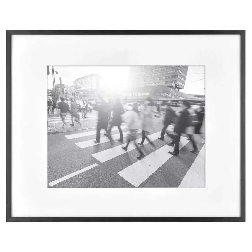 16.3"x20.4" Matted to 11"x14" Thin Gallery Matted Wall Frame Black - Threshold: Modern Aluminum Wall Decor Holds One Photo