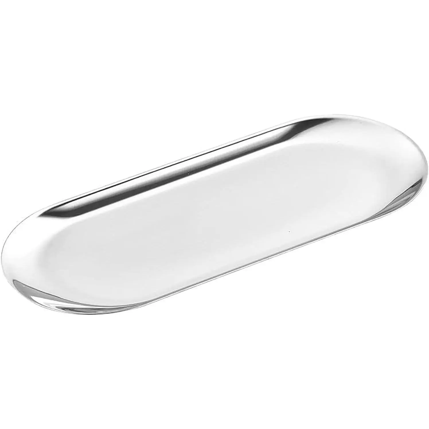 1 Pcs 9 Inch x 3.8 Inch Trinket Tray, Silver Stainless Steel, for Serving Trays Towel Storage Dish Plate Tea Fruit Trays Jewelry Plate Decorative Storage Tray