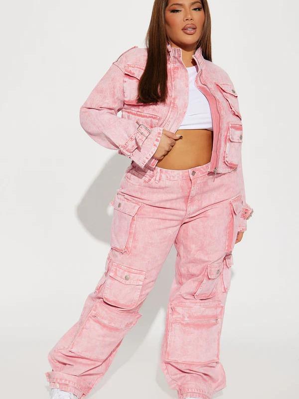 Billie Low Slung Cargo Jeans - Pink