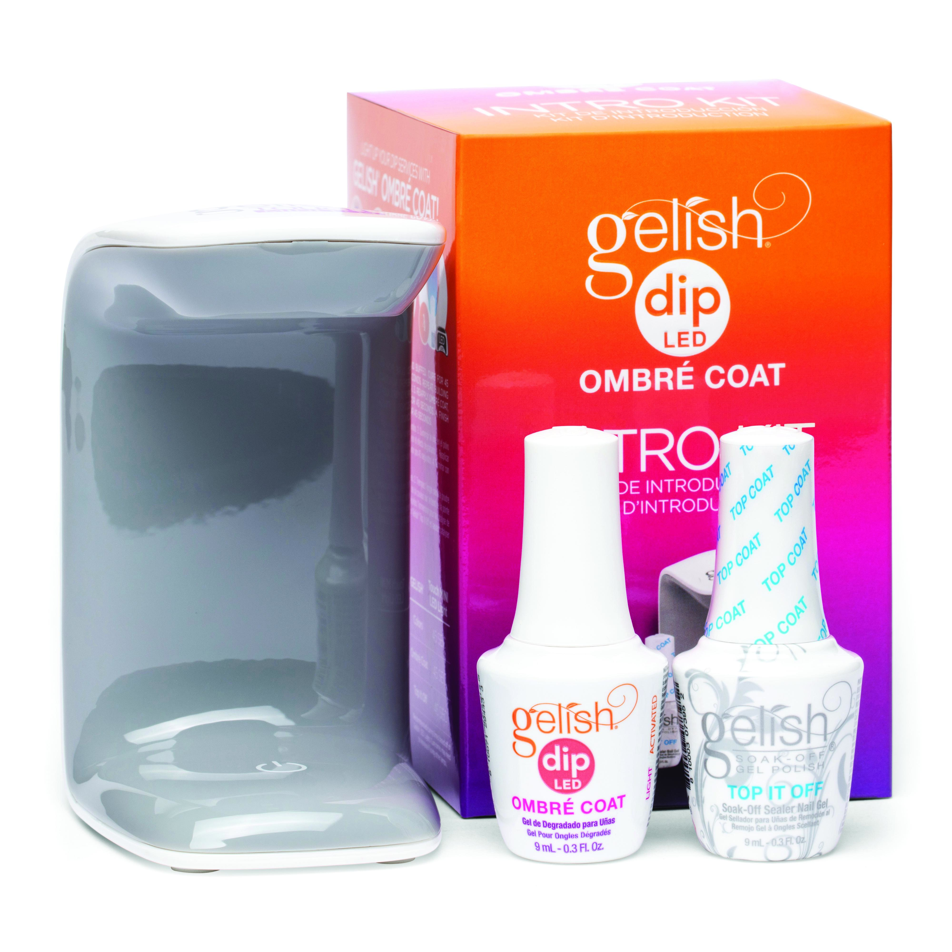 Gelish Ombre Dip Powder Coat Intro Kit – Dip Powder Nail Kit with Top Coat & LED Light, Long-Lasting Manicure, Professional Quality for DIY & Salon Nails, Easy Application.