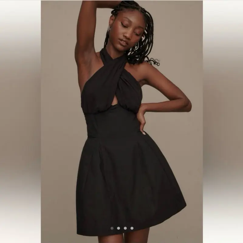 maeve halter bow-front a-line mini dress Halter Bow-Front A-Line Mini Dress