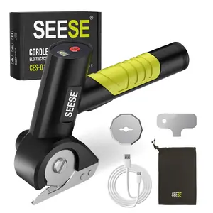SEESE Cordless Rechargeable Electric Scissors – Portable Electric Cutter for Fabric, Cardboard, Carpet & Leather, Sewing & Craft Cutting Tool