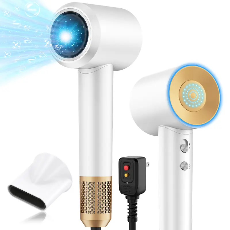 Oushome Hair Dryer, High-Speed Blow Dryer with 110,000 RPM for Fast Drying, 200 Million Negative Ionic Hair Dryer, Low Noise Travel Hair Dryer with Magnetic Concentrator Nozzle (White)