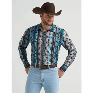 WRANGLER CHECOTAH MENS BLUE SHIRT CLASSIC  FIT - 112369468