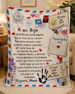 A Letter to My Son & My Daughter Custom Blanket Soft Throw Blanket for Couch Cozy Spanish Alphabet Heart Design Gifts for my son & daughter on Easter gift Ideal Gift for Birthdays Back-to-School Graduation, Family Keepsake, Loving Message