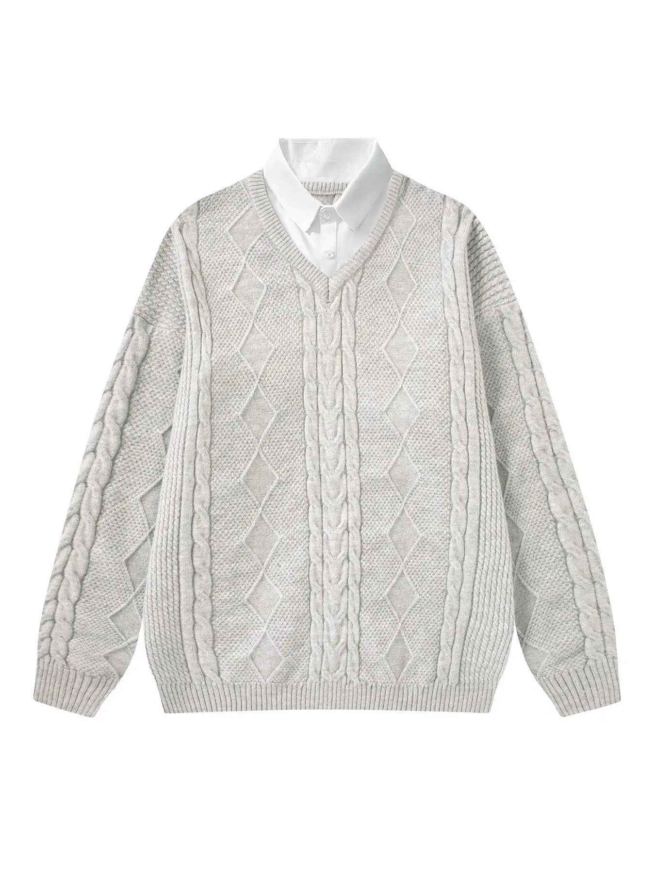 Men's 2 in 1 Collared Sweater Pullover, Regular Fit Casual Comfy Long Sleeve Jumper for Fall & Winter, Men's Knitwear for Daily Wear