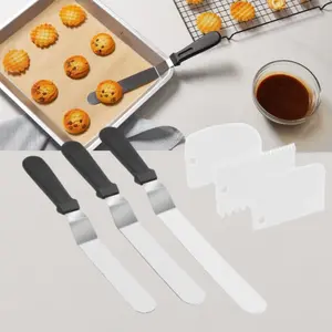 6PCS Chef Cake Spatulas Set - Stainless Steel Offset Frosting Tools with Angled Scrapers for Professional Baking Cake Decorating summervibes