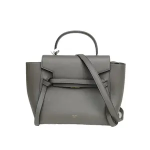 Pre-owned Celine 【Diz】CELINE Belt Micro 24 Dark Grey Calfskin Pristine
