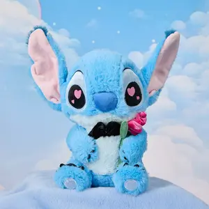 Disney Stitch Sitting Plush Toy 9.84in,Super Soft Love Heart Holding Experiment Plush Toy for Couples, Cute Romantic Gift for Girlfriend, Boyfriend, or Fans of Lilo & Stitch,Kawaii Plush Doll(1pc) summerwins