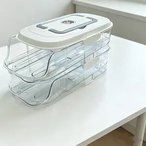 1pc 2-Tier/3-Tier Egg Holder for Fridge, Removable Countertop Egg Dispenser, Detachable Trays with Handles, Kitchen Storage Shelf, Stackable Fridge Organizer