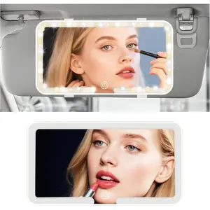 Car Sun Visor LED Vanity Mirror, Rechargeable Touch Control Makeup Mirror with 3 Light Modes & 60 LEDs, Dimmable Travel Mirror for Truck SUV Car Interior Accessories for Women