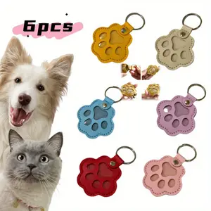 6 Pet Memorial Keychains - Cute Paw Print Keyrings Engraved Pet Hair Keepsakes, Durable Dog and Cat Hair Pendants for Bags, Wallets, Keys - Memorial Gifts for Pet Lovers, Dog Accessories, Key Organizers, Lively Design, Quality Craftsmanship