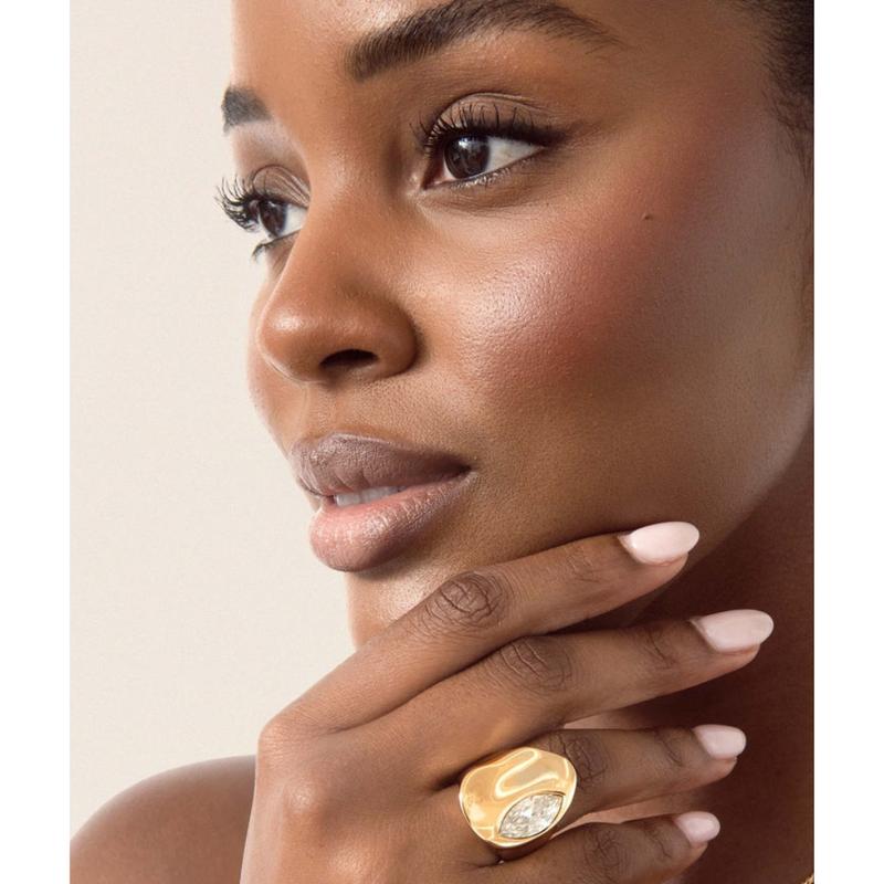 Ettika Liquid Crystal Statement Ring 18K Gold Plated Brass with Cubic Zirconia Fashion Jewelry Elegant Gift for Her