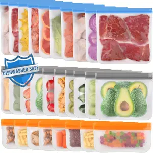 1 set of 28 food storage bags, leak proof freezer bags, travel/home storage bags, convenient for outdoor carrying sandwich bags/snack bags (BPA free)