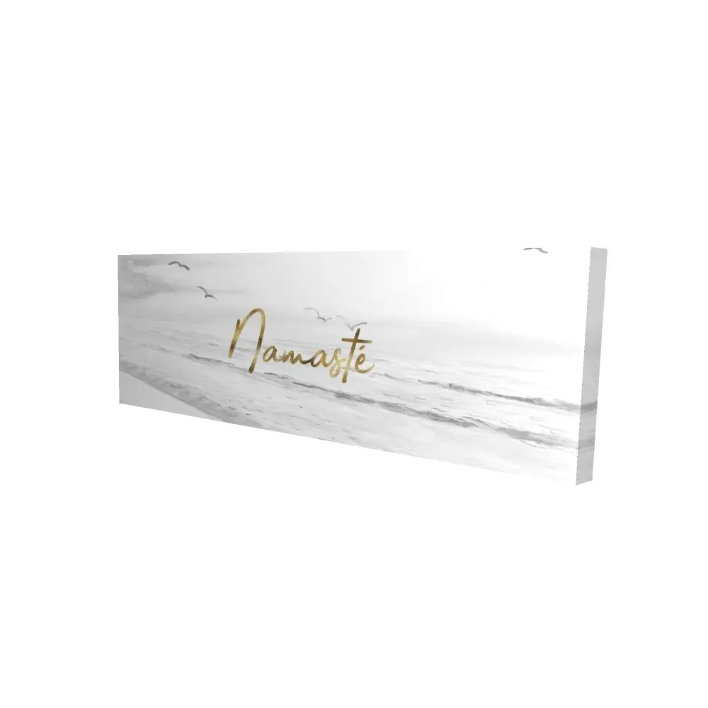 212 MAIN Minimalist Namaste White Sea High-Def Hanging Photo Print - 16x48 in, Mindfulness Soothing Quote Wall Art for Bedroom, Home Decor Supplies, Decoration