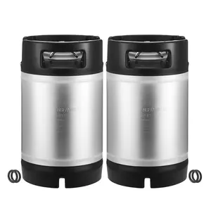 VEVOR Corny Keg, 2.5 Gallon Ball Lock Keg, SUS304 Cold Brew Kegs with Dual Rubber Handles & Heavy-Duty Rubber Bottom, Brewing Equipment for Home Brewing Party, 2 PCS