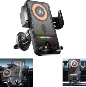 Smart Sensor Auto-Rotating Car Wireless Charger Mount, 2-in-1 Multifunctional Motorized Phone Holder with 15W Quick Wireless Charging, 90 Degree Adjustable Design for Vehicle Air Vent and Center Console Installation