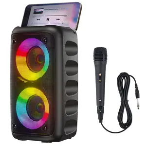 Karaoke Machine for Adults Bluetooth Speaker with Wired Microphone Portable Party Speaker with Colorful Lights Floorstanding Design TWS AUX USB TF Card Ideal for Party Home Camping