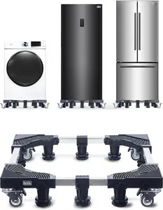 BLACK+DECKER Full-Size Multi-Functional Stand with Wheels, 4"H Major Appliance Pedestal Dolly Stand with Anti Vibration Pads, Supports 700 lbs., Adjustable 24-31", Stainless-Steel Frame, BWS24, Black