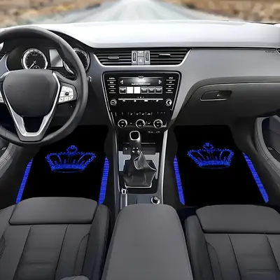 BDK Premium Carpet Black & Blue Floor Mats For Cars - Universal Fit Interior ... - Foto 8