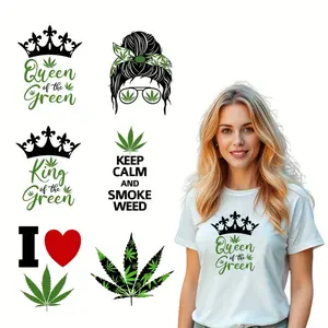 6 Pcs Weed Leaf Design Craft Heat Transfer Stickers Iron on Patches for Clothing Tshirt Sweatshirt Denim Backpacks DIY Decoration