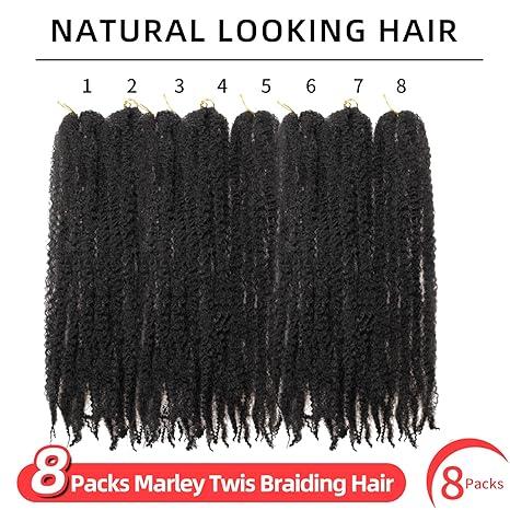 YXHAIR Hot Twist Braiding Hair 18 Inch Cuban Twist Hair 8 Packs COCO Twist Hair Afro Kinky Braids Crochet Hair Synthetic Braiding Hair Extensions for black women (18 Inch(Pack of 8),1B)