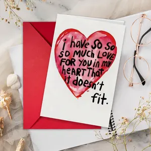 Valentine’s Day Greeting Card,  “Love You” Card with Envelope , Handwritten Love Note for Someone Special