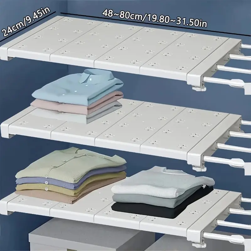 Multifunctional 3-in-1 ABS 1-Piece Home Storage Organizer - Space Saver Rack Shelf, Expandable Adjustable Partition, Telescopic Stackable Rack, Kitchen Drawer Dividers, Closet Organizer for Variable Gap Spaces