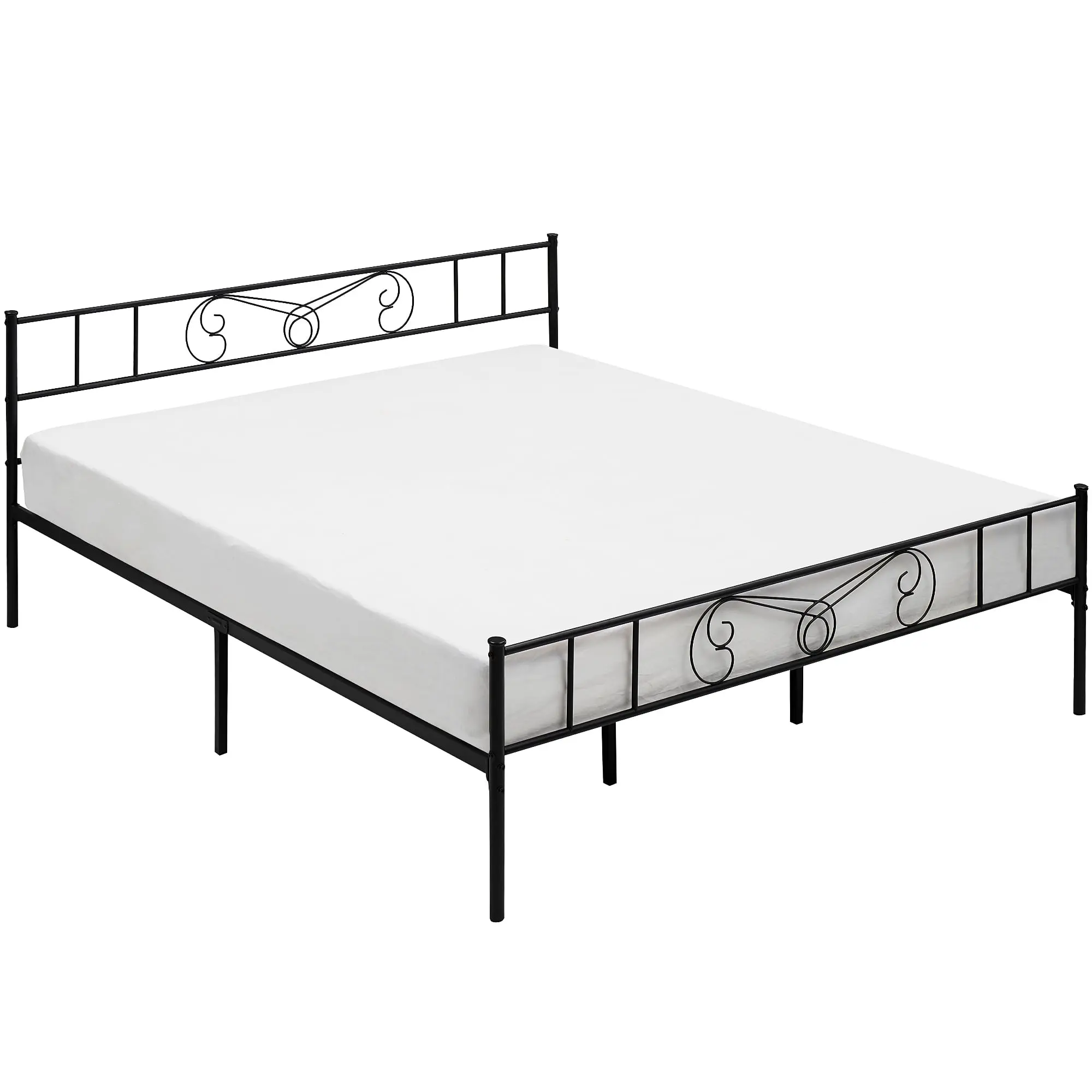Gaomon King Size Black Metal Platform Bed Frame - Minimalist Bedroom Use, Strong Curved Iron Build, Heavy-Duty Slats, Space-Saving, No Box Spring Needed, Quick Install Assembly Required