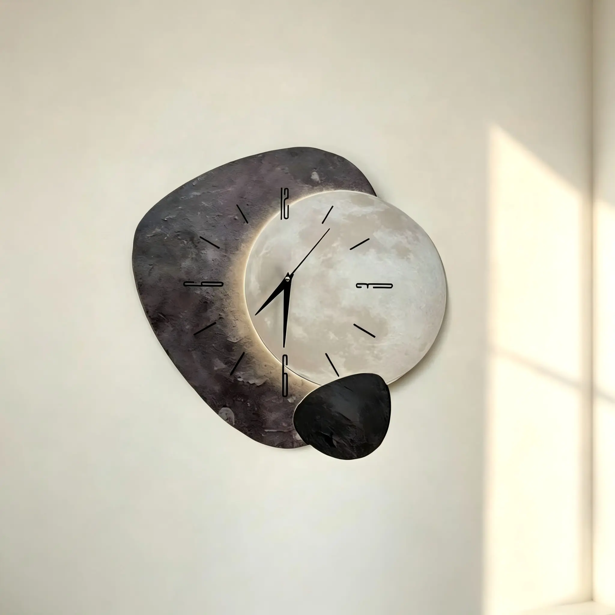 1PC 2D Flat Planet Shadow Silent Wall Clock, Super Quiet Quartz Movement, No Ticking Sound, Suitable For Decorating Living Room, Bedroom, Office, Kitchen And Cafe, Perfect Decorative Gift For Friends And Family, Can Be Used For Room Decor,
