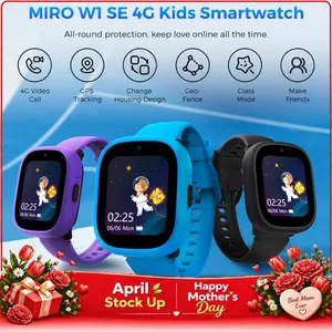 【W1 SE】MIRO 4G GPS Smart Watch for Kids, Nano SIM Supported, WiFi Connected, Front Camera, IP68 Waterproof, 1.7'' Display, 770mAh Battery, Magnetic Charging, Lightweight Wearable Watch for School, Travel & Daily Use