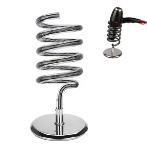 Hair Dryer Holder Countertop, Acrylic Hair Dryer Stand with Stainless Steel Base, Spiral Blow Dryer Holder Hair Tool Organizer for Bathroom, Vanity, Salon, Home