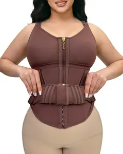 SHAPSHE Tummy Control Waist Shapewear Corset for Women Sport Workout Body Shaper Vest with Zipper and Hooks Womenswear Tops